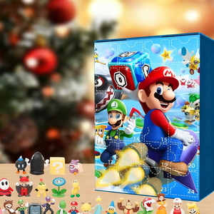 Figurine d'anime en PVC <span class=keywords><strong>Mario</strong></span> Bestseller 2025, coffret cadeau de 24 pièces, boîte à surprises pour le compte à rebours de Noël - Product Image 1