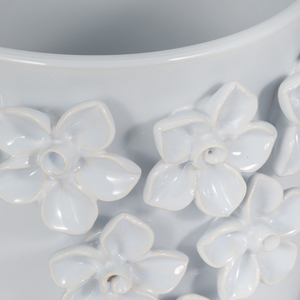 Vaso in ceramica con applicazioni floreali, per piante da interno ed esterno, design decorativo testurizzato. - Product Image 3