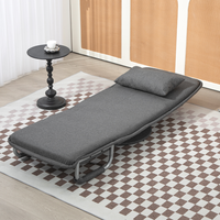 Sofá Cama Moderno Plegable y Extensible Convertible con Estructura de Madera y Metal y Tapicería de Tela para Sala de Estar, Dormitorio o Exterior