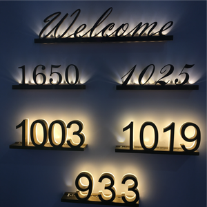 ไฟ3D อักษรเรืองแสงด้า<span class=keywords><strong>น</strong></span>หลังสแตนเลสตัดด้วยเลเซอร์ LED 304<span class=keywords><strong>เลข</strong></span>บ้า<span class=keywords><strong>น</strong></span>และประตูทำจากโลหะ - Product Image 5