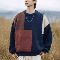 Herren Retro Pullover Winter-Sweater Hochwertig Gestrickter Kaschmir Langarm mit Fell-Fleece Locker Sitzend Designer Übergröße