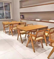 Table à manger en bois massif Style Ins Tables et chaises de magasin de thé au lait cuit Home Cafe Restaurant Meubles en bois tissé en rotin