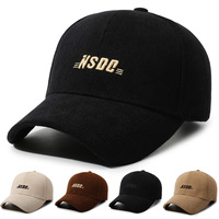 Casquette de baseball en velours côtelé avec broderie de lettres et visière incurvée pour femme, mode printemps-automne, polyvalente, chapeau de soleil décontracté
