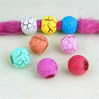 Lingxing 1 sac de perles tendance et populaires, peintes effet craquelé, à gros trous de 12 mm, pour la création de bijoux éducatifs pour enfants, lacets et accessoires