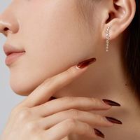 Dylam Bijoux de forme ovale Boucles d'oreilles en argent sterling S925 Chaîne à maillons en zircon cubique Plaqué or 18 carats Boucles d'oreilles pour femmes