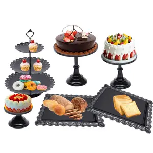 Hoge Kwaliteit Metaal 6 Stuks Bruiloft Nieuwjaar Cake Stand Set Dessert Display Plaat Cupcake Houder