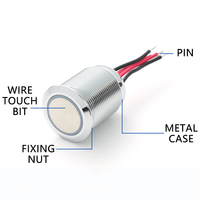 Interrupteur à bouton-poussoir 12V 24V 19mm 16mm IP65 à tête plate ronde, momentané, à enclenchement, à gradation progressive segmentée, 16mm 19mm