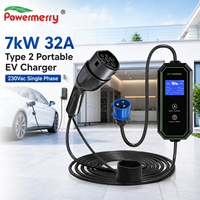 Nouveau chargeur EV portable 7 kW 32 A Type 2 monophasé 230 Vca 50 Hz IP67 avec câble de 5 m pour maison et garage européen, garantie de 2 ans