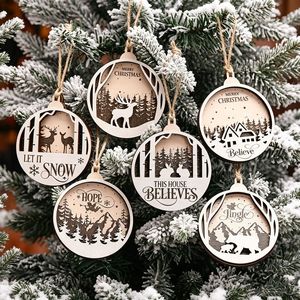 Décorations <span class=keywords><strong>de</strong></span> Noël en bois découpées au laser personnalisées, ornements d'<span class=keywords><strong>arbre</strong></span> <span class=keywords><strong>de</strong></span> Noël <span class=keywords><strong>avec</strong></span> nom personnalisé, décorations <span class=keywords><strong>de</strong></span> fête <span class=keywords><strong>de</strong></span> famille, fournitures pour fêtes <span class=keywords><strong>de</strong></span> fin d'année - Product Image 1
