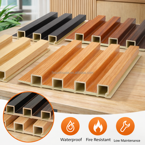 Panneau Mural Cannelé en WPC Lamelle Acoustique, Grille Décorative en Composite Bois-Plastique pour l'Intérieur - Product Image 1