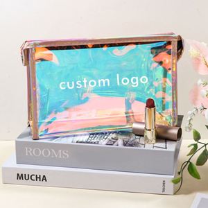 Custom LOGO Holographic Cosmetic Bag Makeup Travel Bag Portable <b>Waterproof</b> Toiletries Bag Iridescent Cosmetic <b>Pouch</b> - Product Image 4