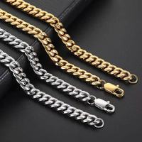Collier Hip-hop en acier inoxydable avec fermoir en forme de jour, collier cubain poli et crypté, bracelet pour homme, accessoire