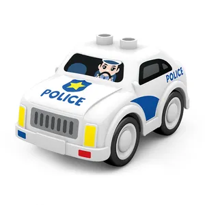 Sembo blok Model araba Q sevimli polis arabası DIY yapı taşları büyük parçacık montaj tuğla blok oyuncak