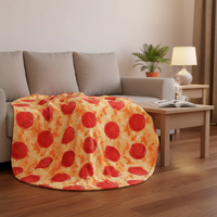 Couverture en flanelle super douce tricotée, portable, motif quatre burritos tortillas pizza, taille adulte