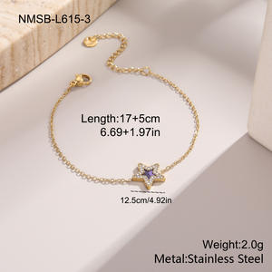 Nuevo Diseño Moderno Brazalete de Estrella con Diamantes Multicolores, Chapado en Oro de 18K, Acero Inoxidable con Circonita, para Mujeres y Niñas, Regalo - Product Image 5