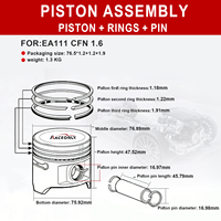 RACEORLY 036107065ET Jeu de pistons de moteur pour VW Lavida Polo EA111 1.6L CFNA avec alésage de 76,5 mm