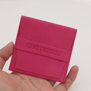 กระเป๋าใส่เครื่องประดับไมโครไฟเบอร์สีชมพูกุหลาบแบบกำหนดเอง PUPPYSEW  กระเป๋าแบบซองกำมะหยี่  สำหรับใส่สร้อยคอ แหวน ต่างหู กำไลข้อมือ ไม่มีโลโก้ - Product Image 3
