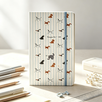 Carnet en cuir PU exquis, format A5 mini, 100 feuilles, couverture motif chiot mignon et lignes, idéal comme cadeau
