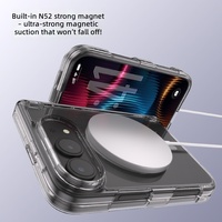 Coque de téléphone magnétique transparente en PC pour iPhone Duo, protection intégrale de la charnière, transmission lumineuse de 98 %, antichoc, couverture transparente