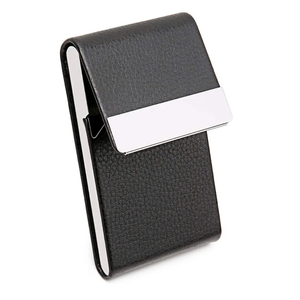 Porta biglietti da visita in pelle sintetica sottile con custodia in metallo con caratteristiche RFID e chiusura magnetica per un massimo di 25 carte di Design a portafoglio corto - Product Image 3
