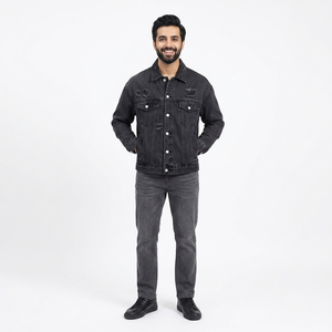 Fashion Washed Distressed Destruct Ripped Vintage <b>Denim</b> Fabrics <b>Custom</b> <b>Denim</b> <b>Jacket</b> Men Men's <b>Jackets</b> - Product Image 1