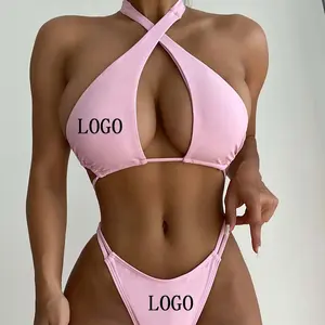 New Arrival Straps Cross One Piece Swimwear Sexy Custom Backless Swimming Suits For Women String Bikinis For Girls