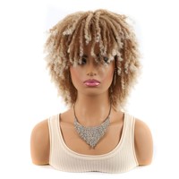 Perruque Dreadlock Courte Bouclée Effet Naturel, Faite à la Machine, en Fibre Haute Température, Sans Colle, pour Tresses au Crochet