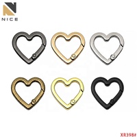 Cincin Karabiner Bentuk Hati dari Paduan Seng untuk Gantungan Kunci Tas Dompet DIY Berbagai Ukuran Gesper Cinta