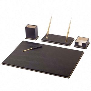 Real Cow Leather Desk Set with 15 Modern Office Accessories Includes <b>Pen</b> Case & <b>Notepads</b> Made From Durable PU Leather - Product Image 4