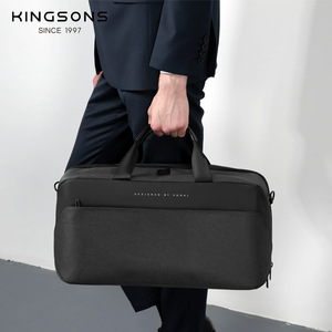 Kingsons Multifunctional Tote Bag Dark Gray Zipper Closure Business Travel Men's Handbag - Product Image 4