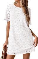 Robe d'été décontractée ample à manches courtes bouffantes et col rond pour femme, broderie œillet blanche, modèle 2026, fabrication ODM/OEM sur mesure