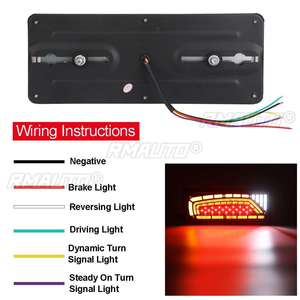 2PCS 24V Feux arrière dynamiques à défilement de couleur, clignotants, feux de freinage et feux de recul pour voiture, remorque, camion, poids lourd 33x14CM - Product Image 5