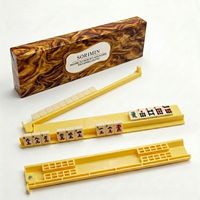 Accessoires de Mahjong : Supports de tuiles avec poussoirs automatiques, porte-cartes de jeu portable pour organisateur de table de Mahjong américain