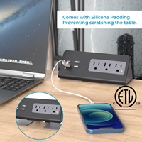 Noir 3 prises, 4 ports USB à charge rapide US Standard Csatlakozoaljzat bande d'alimentation de bureau pince de table de chevet bande d'alimentation
