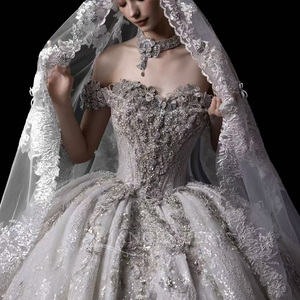 Lsgz01 Superbe Robe de Mariée Sirène à Col Montant Effet Illusion, Manches Longues, Ornée de Perles et de Dentelle, Traîne Cathédrale, Jancemebr - Product Image 6