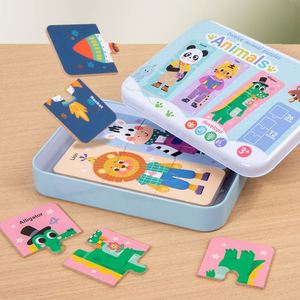 ตัวต่อจิ๊กซอว์รูปสัตว์และยานพาหนะในกล่องไม้ Gemma Toys ของเล่นเสริมพัฒนาการแบบมอนเตสซอรี่ เกมตัวต่อสำหรับเด็กชายและเด็กหญิง - Product Image 3