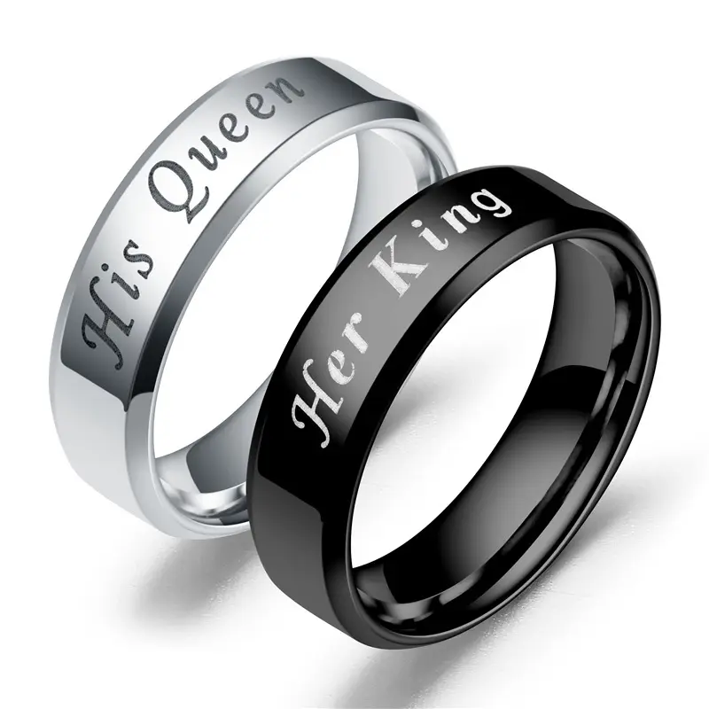 Mahkota baja tahan karat uniseks, cincin pasangan raja dia ratu grosir perhiasan cincin bagus untuk wanita