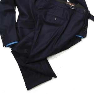 Ensemble de Costume Formel <span class=keywords><strong>Bleu</strong></span> <span class=keywords><strong>Marine</strong></span> pour <span class=keywords><strong>Homme</strong></span>, Style Italien Personnalisé, 100% Laine Respirante, <span class=keywords><strong>Blazer</strong></span> et Pantalon de Haute Qualité pour Affaires et Mariages - Product Image 5