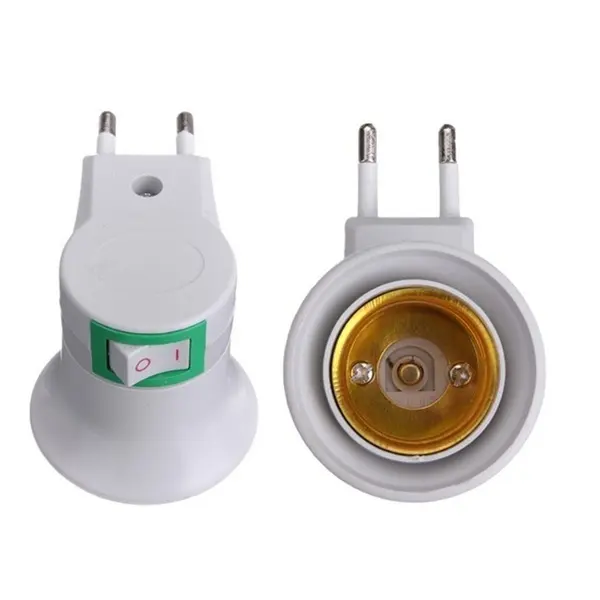 Útil 1/2pcs E27 Lâmpada LED Lâmpadas Soquete Base Titular UE Plug Adaptador ON/OFF Interruptor LED