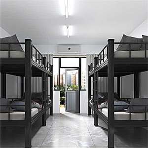 Lits Superposés en Métal Robustes Personnalisables d'Usine avec 2 Tiroirs de Rangement, Barrières de Sécurité et Échelles pour Dortoir, Hôtel ou Chambre - Product Image 3