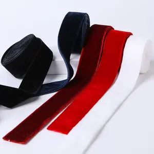 Produsen warna murni dua sisi merah hadiah kemasan pita beludru busur hadiah mewah dekorasi tas pita beludru