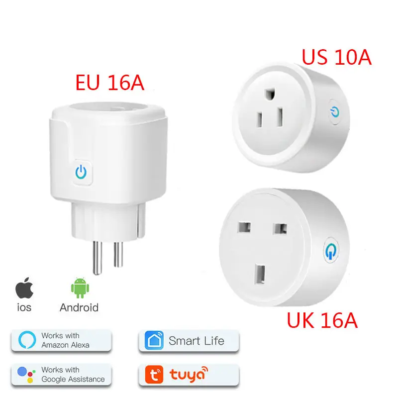 MVAVA-Toma de corriente eléctrica inteligente con WiFi, toma de corriente inteligente con control remoto inalámbrico, ZigBee, con Alexa y Google