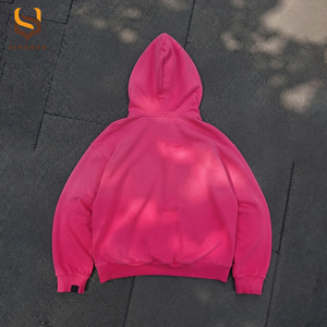 OEM Trendy Acid Washed Men's Gradient Color Splash Print Pullover Hoodie Wholesale Broken Making Old Design Loose Cotton Hoodies - Product Image 3