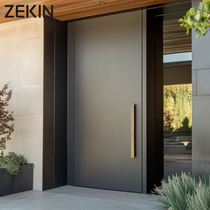 ประตูทางเข้าบ้านสไตล์โมเดิร์น ผลิตในจีนโดย ZEKIN ทำจากอะลูมิเนียมหล่อ พร้อมสแตนเลส สำหรับประตูหน้าบ้าน ประตูรักษาความปลอดภัยภายนอก - Product Image 1