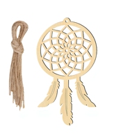 Kit de fabrication de attrape-rêves en bois, attrape-rêves non fini à faire soi-même avec pompon, décoration suspendue peinte à la main