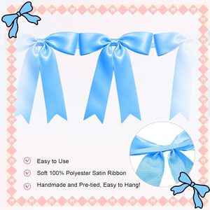 Guirnalda de Lazos Azul Preconfeccionada de Poliéster/Algodón Resistente a la Encogimiento para Baby Shower, Primer Cumpleaños, Decoración de Cuna - GRACE RIBBON - Product Image 4