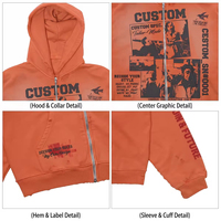 Sweat à capuche coupe ample pour homme 450 g/m² avec imprimé graphique délavé au soleil et effet usé, style streetwear, pull orange personnalisé Vibe