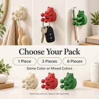 Crochets muraux adhésifs en silicone en forme d'ours pour brosses à dents, stylos, clés et ustensiles de cuisine dans la salle de bain, la cuisine, l'entrée et pour le rangement domestique