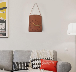 Reloj de pared de cuero para cafetería, reloj Retro de estudio, adornos, reloj de pared de moda Retro con cuerda, decoración colgante para sala de estar - Product Image 5