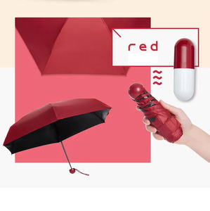 Paraguas compacto de viaje plegable con revestimiento negro, mini Cápsula de bolsillo de 19 pulgadas, protección UV - Product Image 1